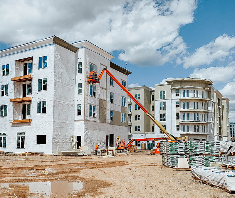 Apartment building construction site